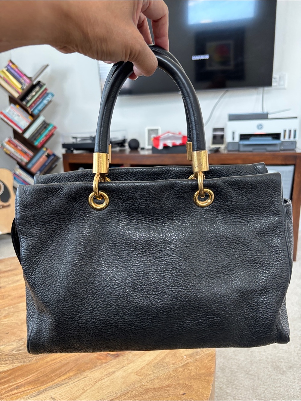 Marc by Marc Jacobs Black Leather Satchel with Gold Hardware - Picture 2 of 5